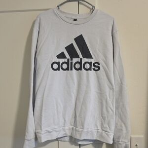 Adidas White Crewneck Sweatshirt with Black Trefoil Logo